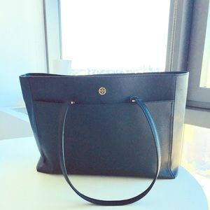 Tory Burch black leather tote